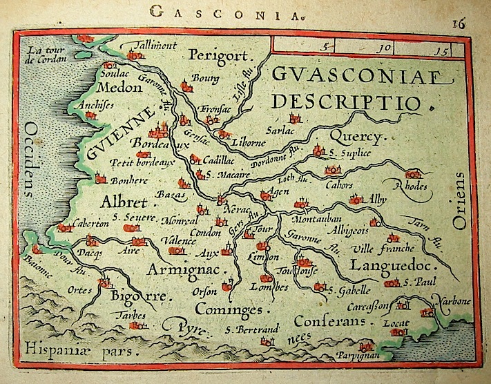 Ortelius Abraham (1528-1598) Guasconiae descriptio 1601 Anversa, apud Ioannem Bapt. Vrientum 